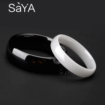 

Ceramic Wedding Rings White and Black Two Colors 3.5mm width for Woman 6mm width for Man, Free Shipping, Customized