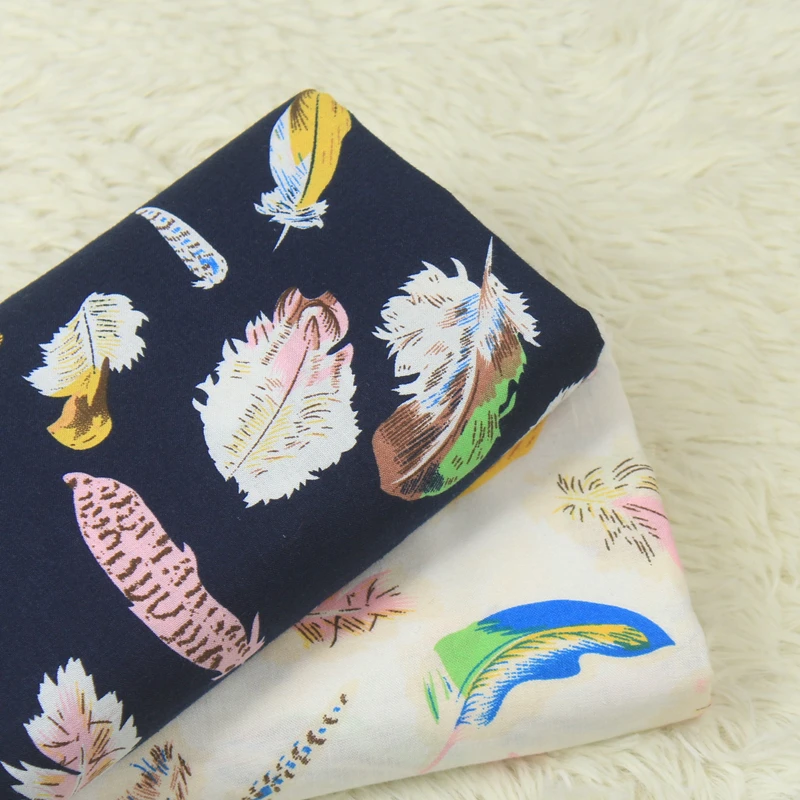 

Feather Printed Cotton Plain Fabric Soft Breathable Cotton Cloth Skin-Friendly DIY Sewing Quilting Material DIY Textile Bedding
