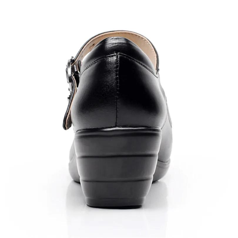 LIN KING/классические женские туфли-лодочки на танкетке; обувь на платформе и среднем каблуке; удобная обувь для офиса и работы; черные тонкие туфли для мам