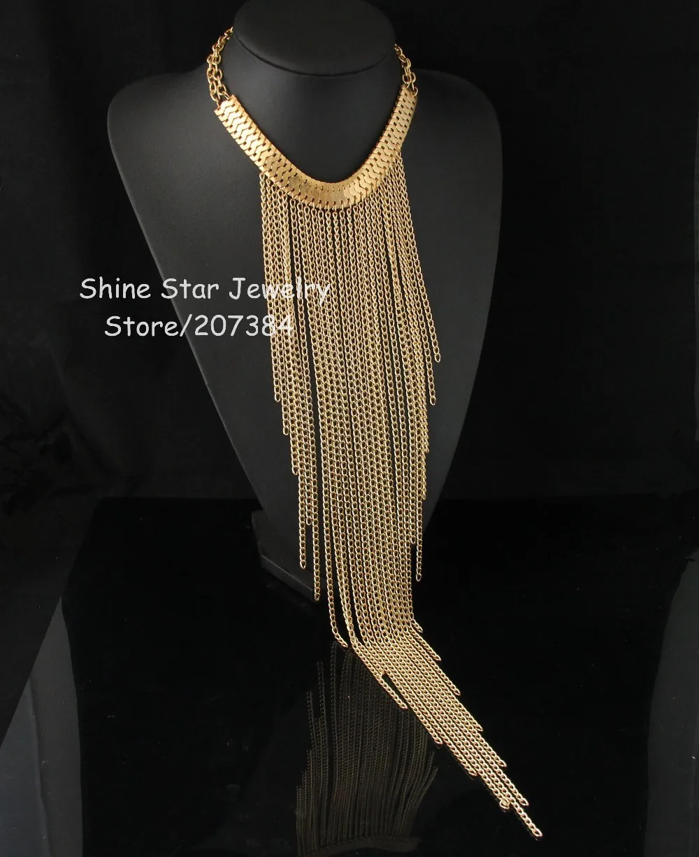 CirGen, модное женское Массивное колье золотого цвета, многослойная длинная цепочка, подвеска с кисточкой, ювелирное изделие, C32