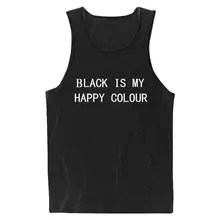 Черный мой счастливый Цвет буквы Для женщин майка Летняя майка футболка для леди хлопок бретели тройник Битник Черный ен прямая поставка B2