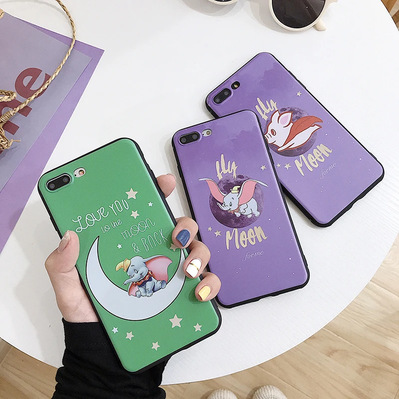 

Phone cases for iPhone 8 7 6 6S Plus 7plus Cute dumbo matte TPU cover for iphone X XR XS MAX back fundas Capa