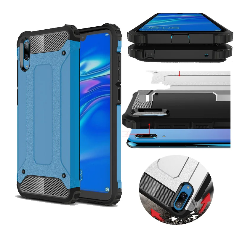 

Heavy Duty Protection Phone Shell For Huawei Y7 Pro 2019 Hybrid Rubber Armor Shockproof Hard Back Cover For Y7 Pro 2019 Coque
