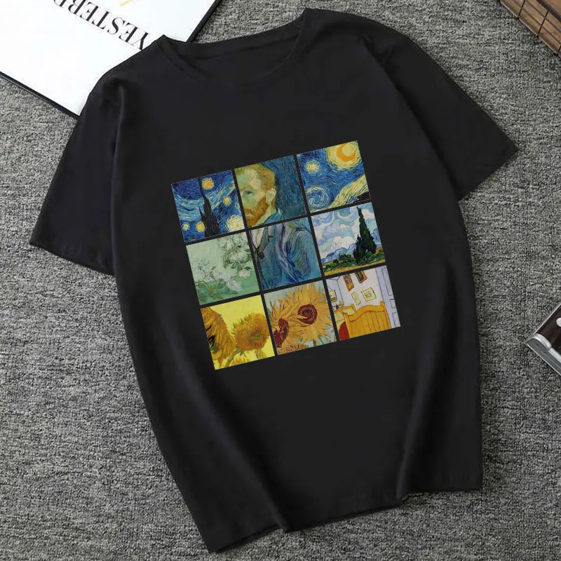 

Hot Sale Summer 2019 Fashion Tshirt Women Harajuku Vintage Van Gogh Graphic Tees Women O Neck Short Sleeve Casual Female T-shirt