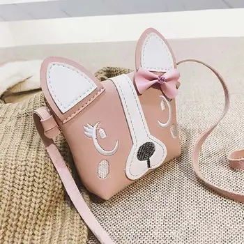 

Korean Girl Mini Shoulder Bag PU Leather Cute Dog Bowknot Travel Kids Girls Casual Messenger Bags 88 New