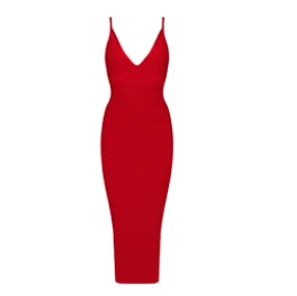 Лучшие продавцы женские фабричные платья для девочек красный обнаженный v шеи Спагетти ремни бандажные платья платье+ костюм