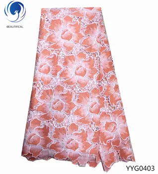 

BEAUTIFICAL 2019 Guipure Lace Fabric Nigerian Mesh Lace Fabrics With stones Embroidered Lace Dress 5yards/lot High Quality YYG04