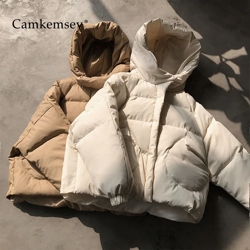 Preise CamKemsey Dicke Warme Mit Kapuze Winter Mäntel Frauen Herbst Mode Runde Taschen Unten Baumwolle Gepolsterte Winter Parkas Mäntel 2019