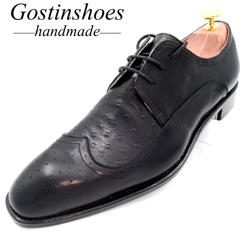 GOSTINSHOES/Мужские модельные туфли ручной работы Goodyear черные из коровьей кожи с