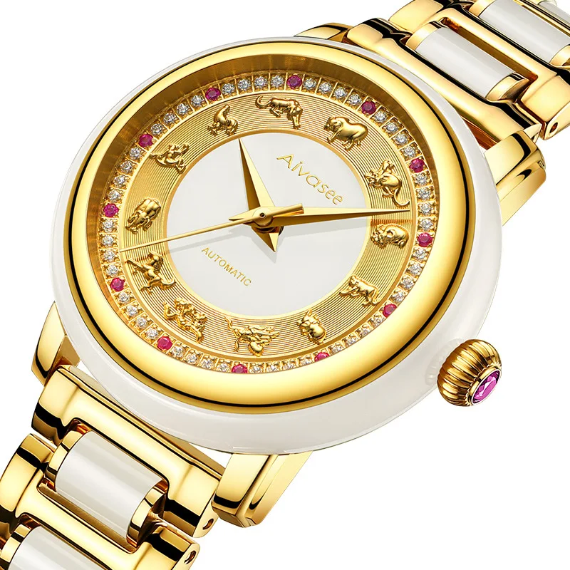 2019 новые парные часы женские часы деловые мужские часы Механические полые 12 зодиака выбивают креативный роскошный тренд женские часы
