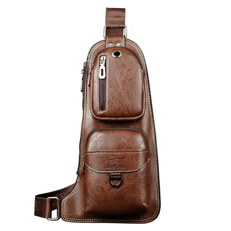 Роскошная брендовая Сумка-кенгуру, мужская кожаная нагрудная сумка, винтажная Сумка-слинг, Мужская нагрудная сумка для путешествий, повседневная сумка через плечо