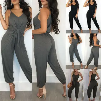 

2019 Oversized Women Loose Strap Jumpsuit Casual Dungaree Harem Trousers Overall Pant