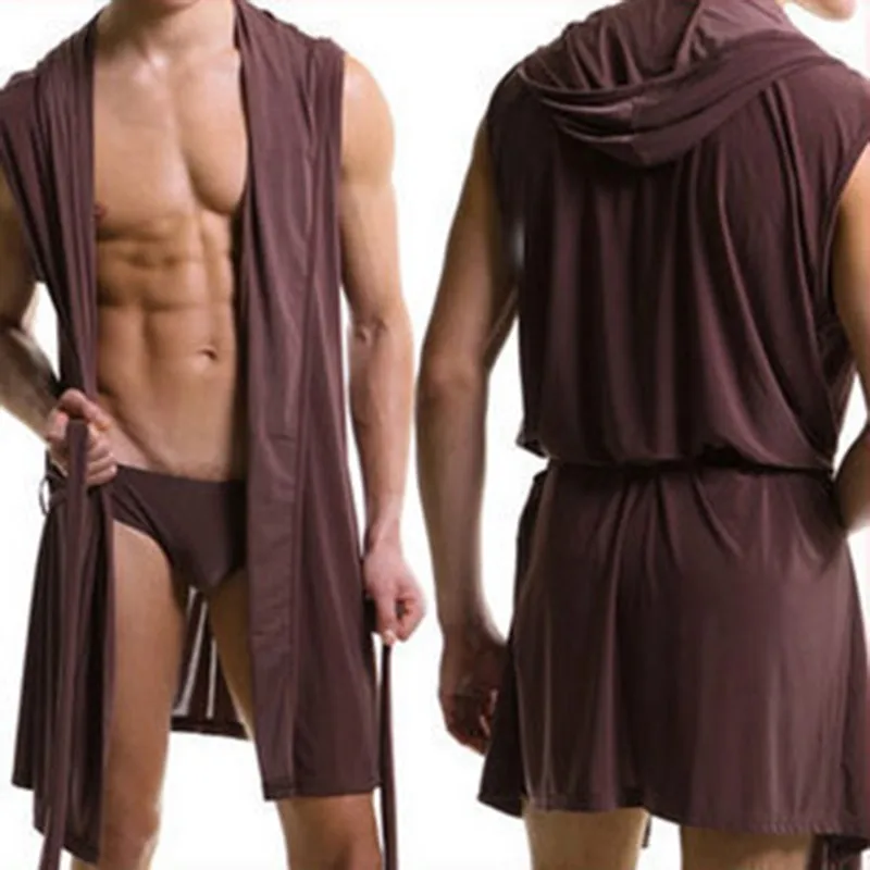 Для Мужчин's Нижнее Бельё для девочек Досуг Lounge Robe капюшоном сексуальная молоко Волокно мягкий платье пижамы Халаты Для мужчин сон гостиная Для мужчин халаты Халат