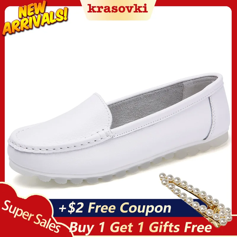 

Krasovki Single Shoes Women Spring Autumn Leather Flat Bottom White Shoes Dropshipping Soft Bottom Slip on Leisure Bean Shoes