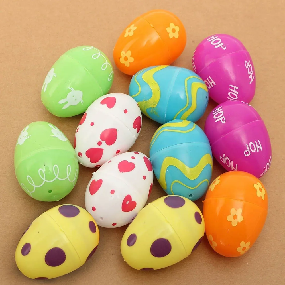 Новый прекрасный 12 шт разноцветные пластиковые пустые поиск пасхальных яиц подарки красивый дизайн пустые детские игрушки игры