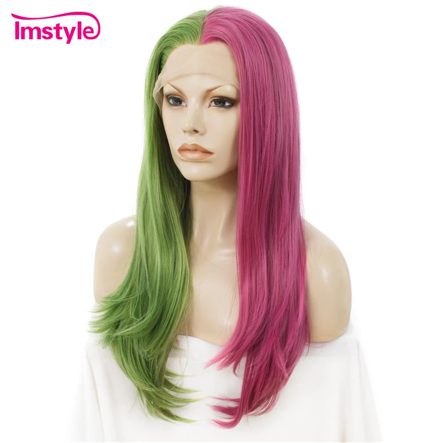 Imstyle Synthetic Lace Front Wig Half Green Half Pink Wig Straight Hair Cosplay Wigs For Women Two Tone Heat Resistant Fiber Synthetic None Lace Wigs Aliexpress Imstyle Synthetic Lace Front Wig Half Green Half Pink Wig Straight Hair Cosplay Wigs For Women Two Tone Heat Resistant Fiber Synthetic None Lace Wigs Aliexpress