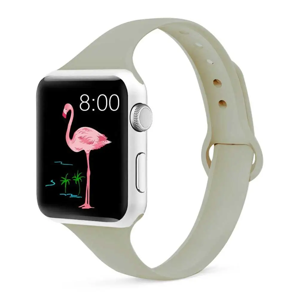 Тонкий ремешок для Apple watch 5, ремешок для Apple watch 5, 4, 3, 2, 1, iwatch 44 мм, 40 мм, iWatch 38 мм, 42 мм, спортивный силиконовый браслет, ремешок для часов - Band Color: retro white 15