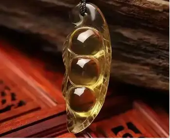 

Natural Yellow Crystal Four Seasons Bean Jewelry pendant necklace