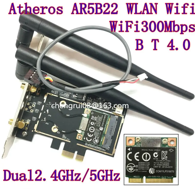 Wifi Del Desktop Wlan Atheros Ar5B22 300 M Wireless Wifi Bluetooth 4.0 Pci-E Card Desktop Adapter 6Db Antenna