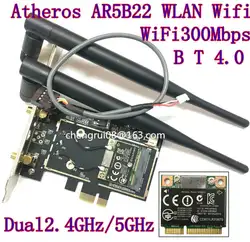 Desktop Wi-Fi WLAN Atheros AR5B22 300 м Беспроводной Wi-Fi Bluetooth 4,0 PCI-E карты переходник Настольный 6DB антенны