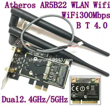 Настольных Wifi WLAN Atheros AR5B22 300 м беспроводной wi-fi Bluetooth 4.0 PCI-E карты для настольных пк 6DB антенны