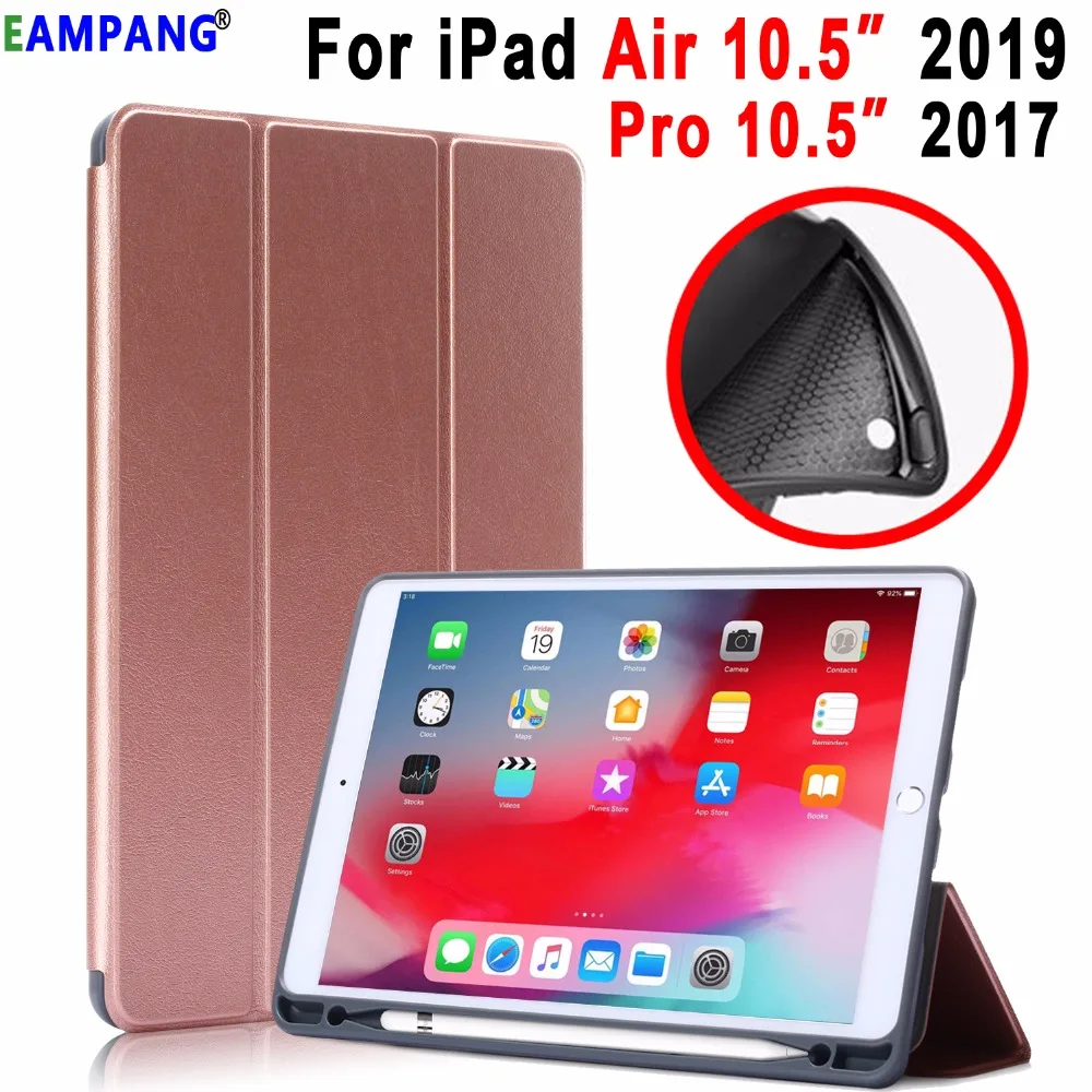 

Trifold Magnetic Smart Sleep Awake Case for Apple iPad Air 10.5 2019 Pro 10.5 2017 Soft Silicon Back Cover Funda + Pencil Slot