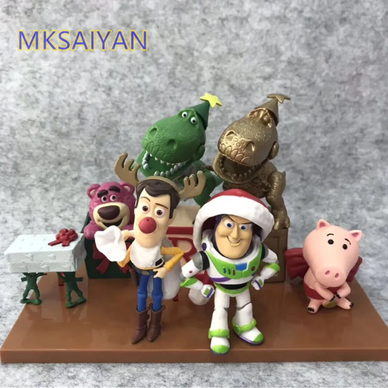 Top Story Anime Figure Woody Buzz Lightyear Toys Dinosauria PVC Action Figure Collection Model 6psc/set  Gift For Children XM