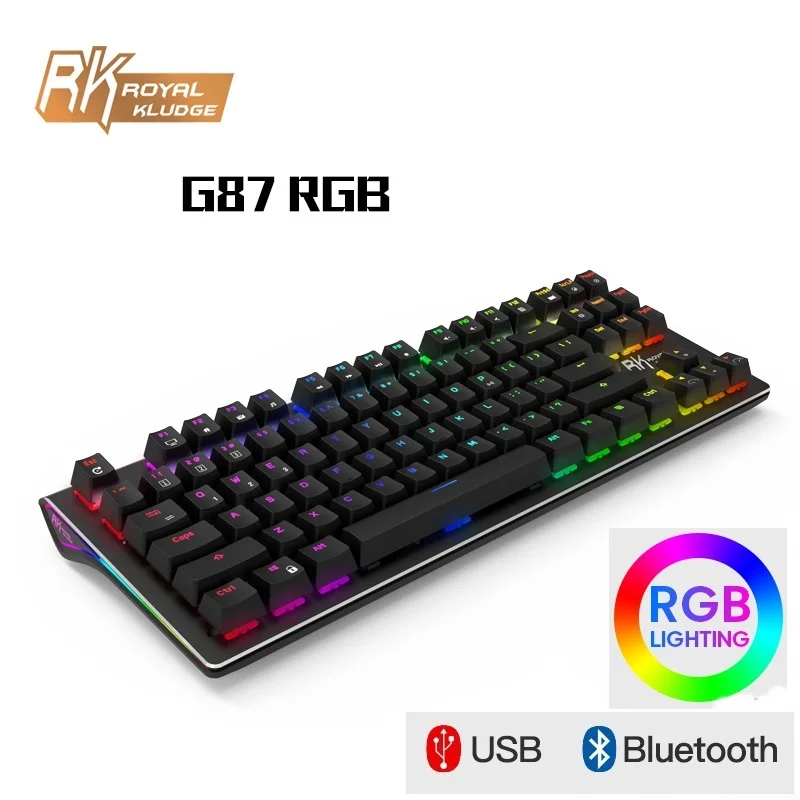 Royal Kludge RK G87 двойной режим Bluetooth беспроводной/USB Проводная RGB подсветка перезаряжаемая Механическая игровая клавиатура RK Axis