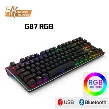 Yeni Kraliyet Kludge RK G87 Çift Mod Bluetooth Kablosuz/USB Kablolu RGB Arkadan Aydınlatmalı Şarj Edilebilir Mekanik Oyun Klavye RK Eksen