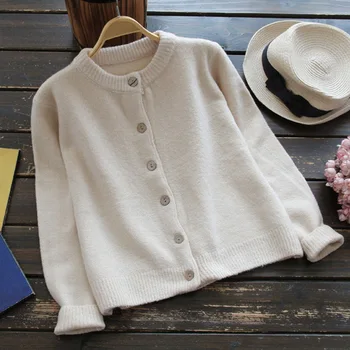 

Autumn Casual Sweet Sweater Women Solid Color Round Neck Short Style knitting Female Warm Soft Femmes Cardigan Sweater U666