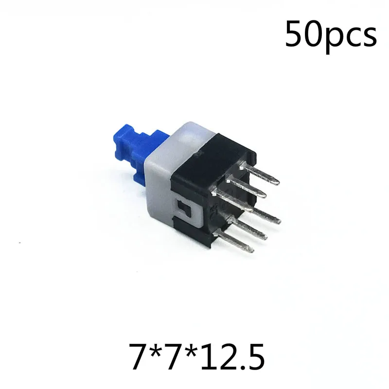 

50 pcs/lot 7*7*12.5 mm DIP 6 Pin Mini Self-locking Push Button Switch Multimeter DPDT G64 7x7x12