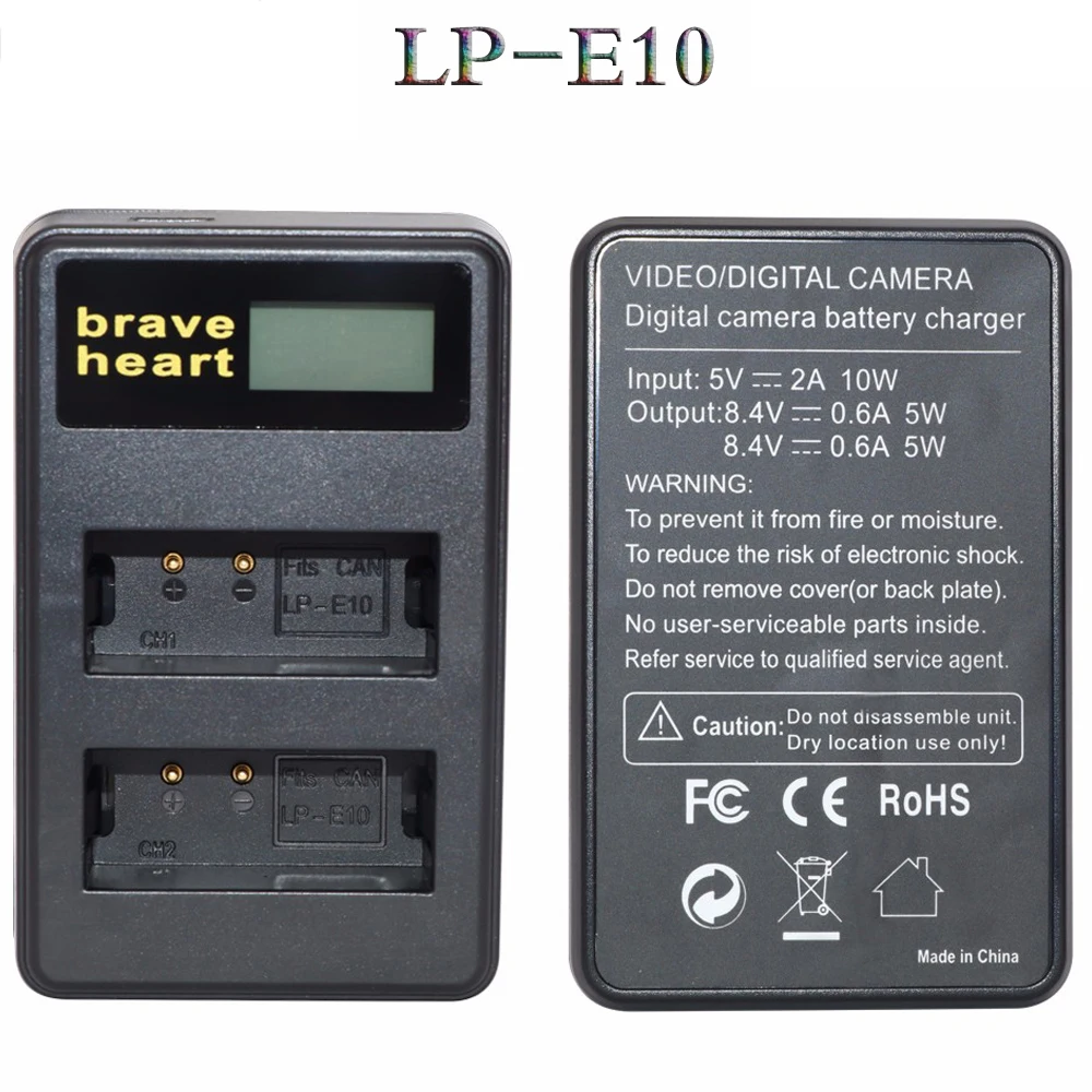 charger only Для Canon 4 шт. LP-E10 батареи для камеры+ ЖК USB двойное зарядное устройство Замена LP E10 LPE10 EOS 1100D 1200D 4000D Kiss X50 X70 - Цвет: charger only