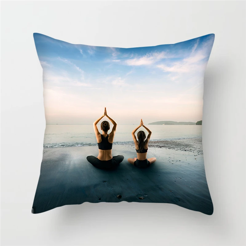 

Fuwatacchi Cushion Cover Yoga Meditation Pillow Case Decoration Oceanside Mountain Pillow Cover Waist Decorative Cushion Cover