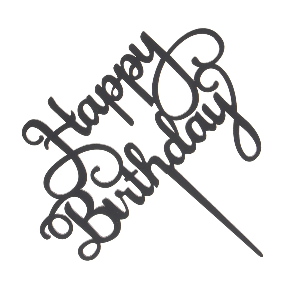 Happy Birthday Cake Topper Acrylic Cake Centerpieces for Birthday Party Baby Shower Decoration - Black/Gold