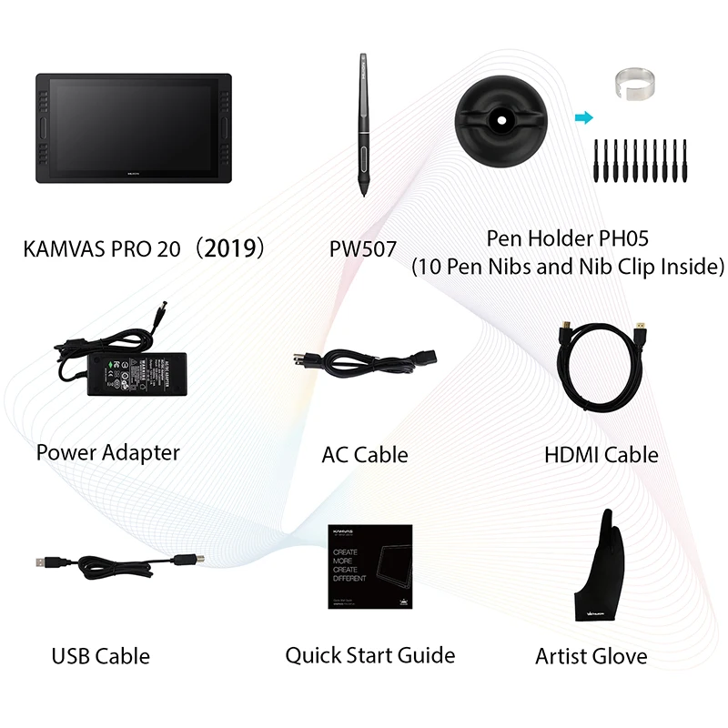 KAMVAS Pro 20 2019 версия 19 5 дюймов ручка Дисплей цифровой Графика планшет для рисования