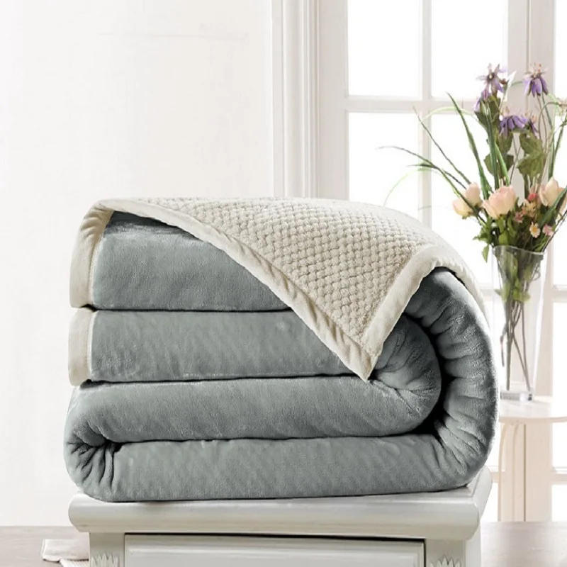 WLIARLEO Solid Blankets 150x200cm Thicker Double Side Warm Coral Velet