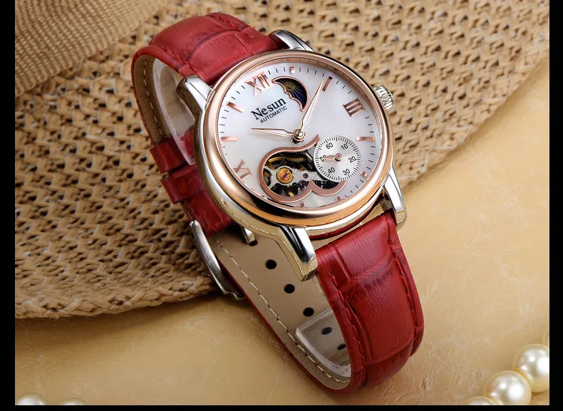 Switzerland роскошный бренд Nesun полые женские часы Автоматические самоветер часы из нержавеющей стали водонепроницаемые часы женские N9061-4