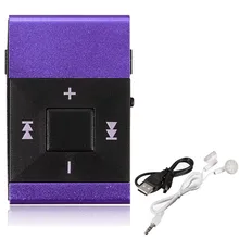 TTKK мини MP3 плеер спортивный музыкальный плеер 16 Гб SD TF Поддерживаемые с зажимом наушники с USB кабелем фиолетовый/зеленый/розовый/черный