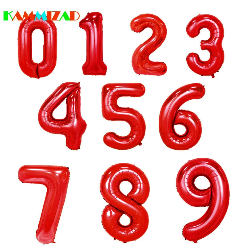 

Red Number Balloons 40inch Figure Birthday Party Foil Helium Cheering Home Decoration Wedding Ballon Anniversary 50pcs/lot Globo