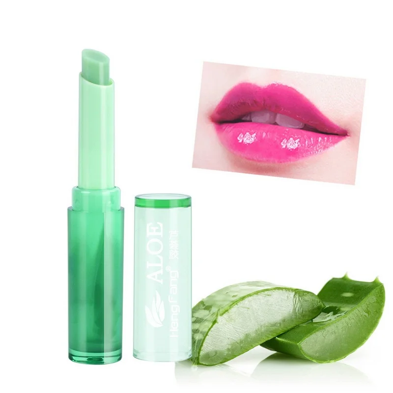 

HengFang 100% Pure Aloe Vera Lipblam Nutritious Long Lasting Color Changing Moisturizing Lipstick Plants Protect Lips Cosmetics