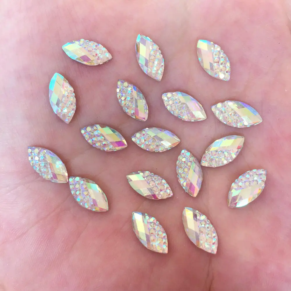 

DIY 50pcs 6*12mm AB Horse Eye Resin Tortoise Flatback Rhinestone Wedding Crafts R702