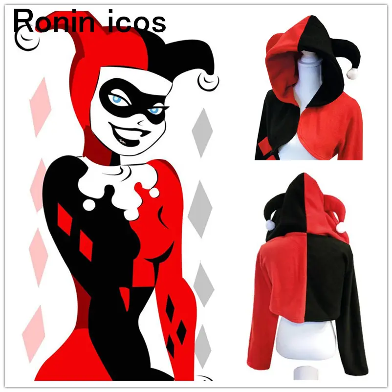 

Anime Suicide Squad Harley Quinn Cosplay Costume Girls Women Top Hoodie Sweatshirt Hooded Joker Long Sleeve Casual Coat Jacket