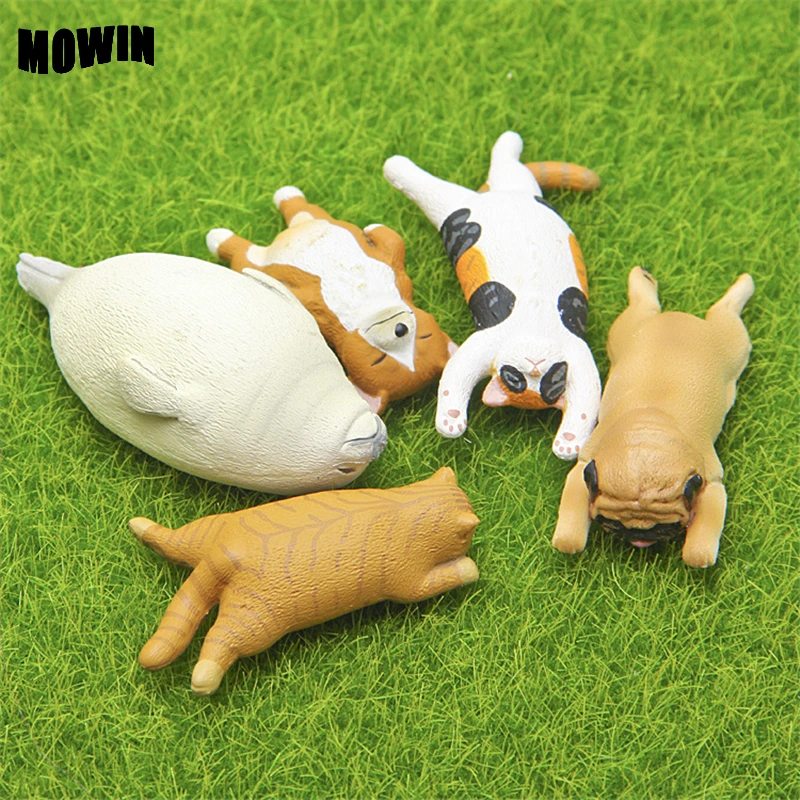 Mowin 5 Pcs Lot Q Versi Tidur Corgi Mainan Hewan Indah Kebun