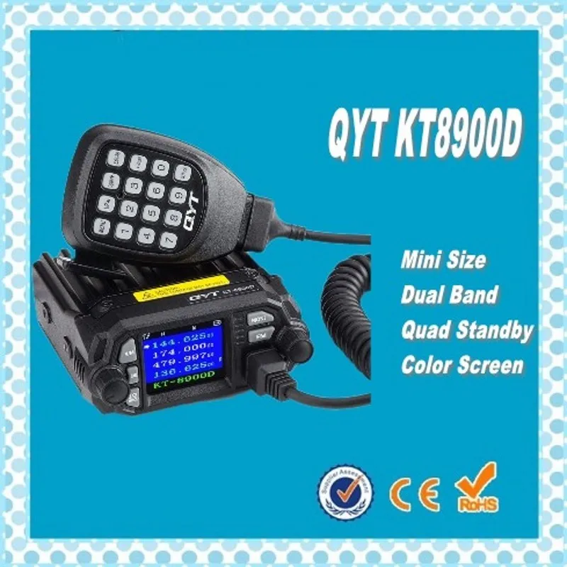 DHL+ QYT KT-8900D двухдиапазонный 136-174 МГц и 400-480 МГц четырехъядерный режим ожидания 25 Вт 200 каналов цветной экран мини мобильное радио fm