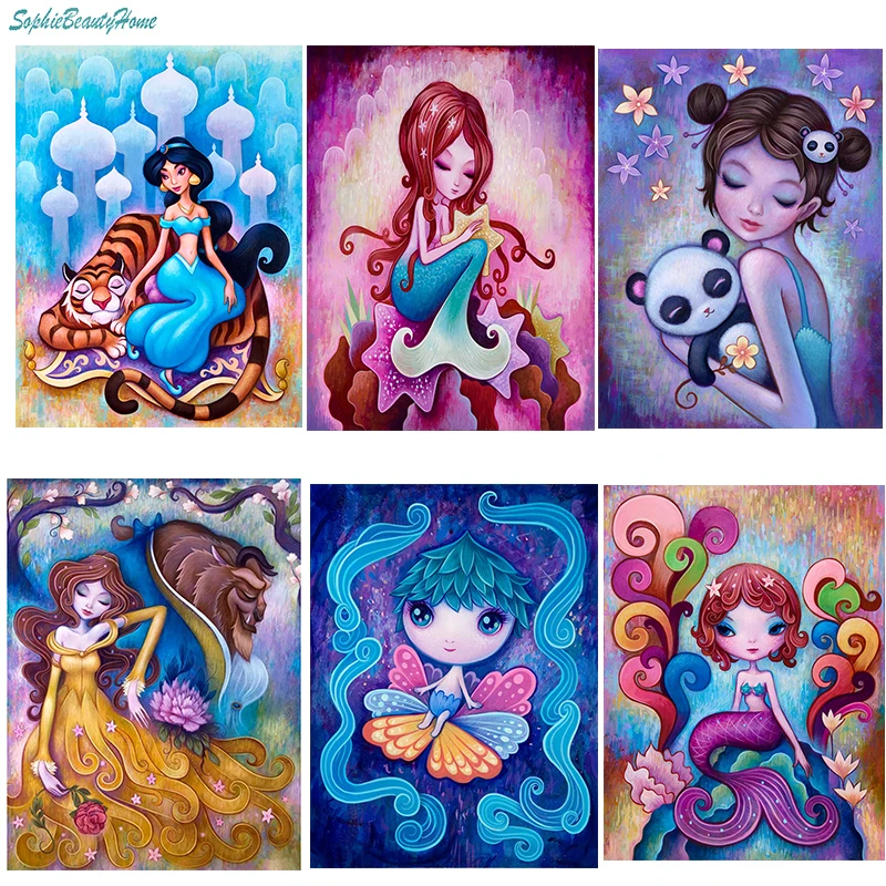 

5D DIY Diamond Painting Cartoon Character Cute Girl Pattern Mosaic Diamond Embroidery Cross Embroidery Crafts Home Decoration