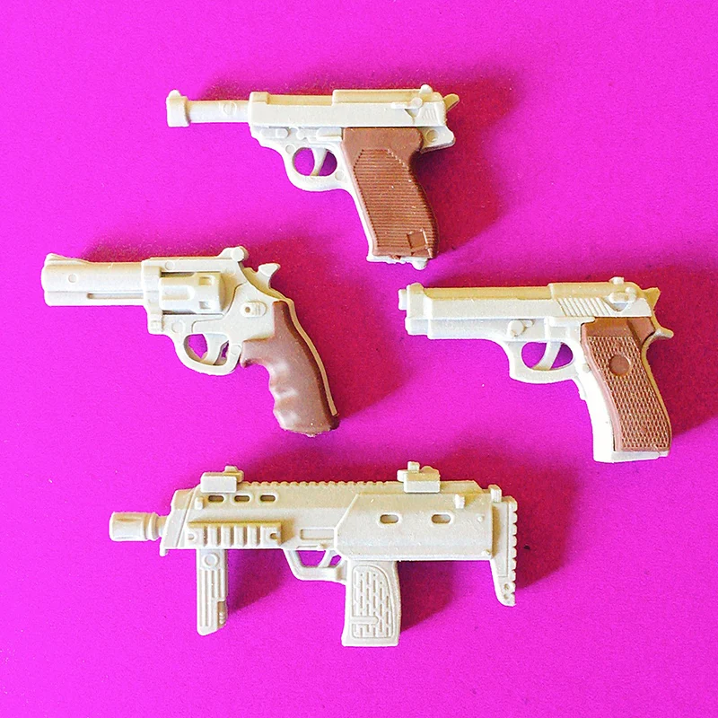 4 Pcs Rubber Artificial Gun Miniatures Fairy Garden Gnome Home