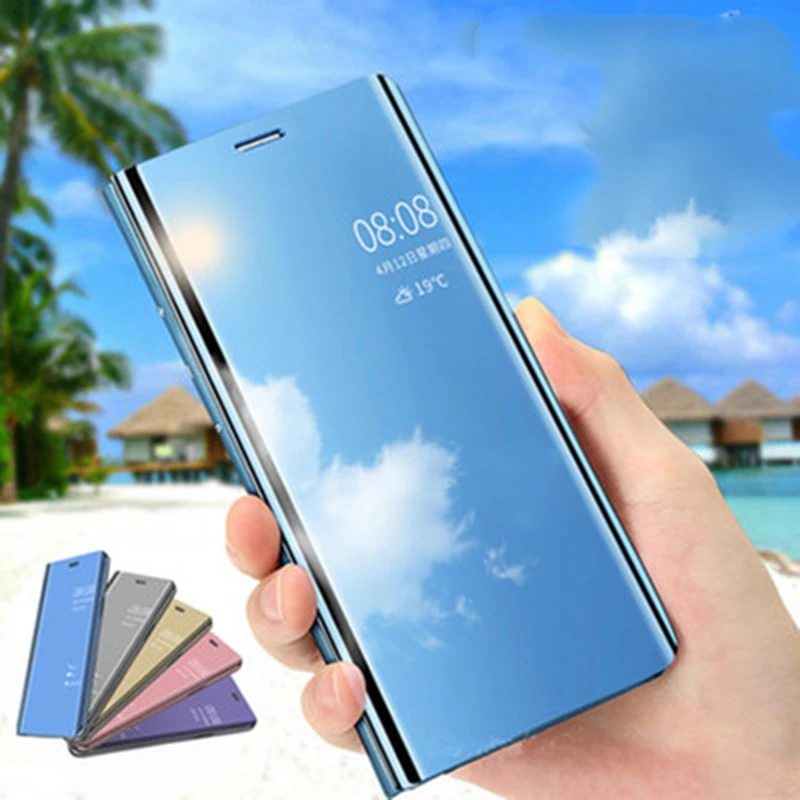 

Clear View Smart Mirror Stand Phone Case For Samsung Galaxy S9 S8 Plus Note 8 9 Wallet Flip Leather Case Original Mirror