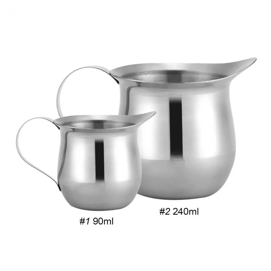 

90/240ml Stainless Steel Milk Espresso Coffee Tea Frothing Pitcher Cup Latte Kitchen Jugs Mug