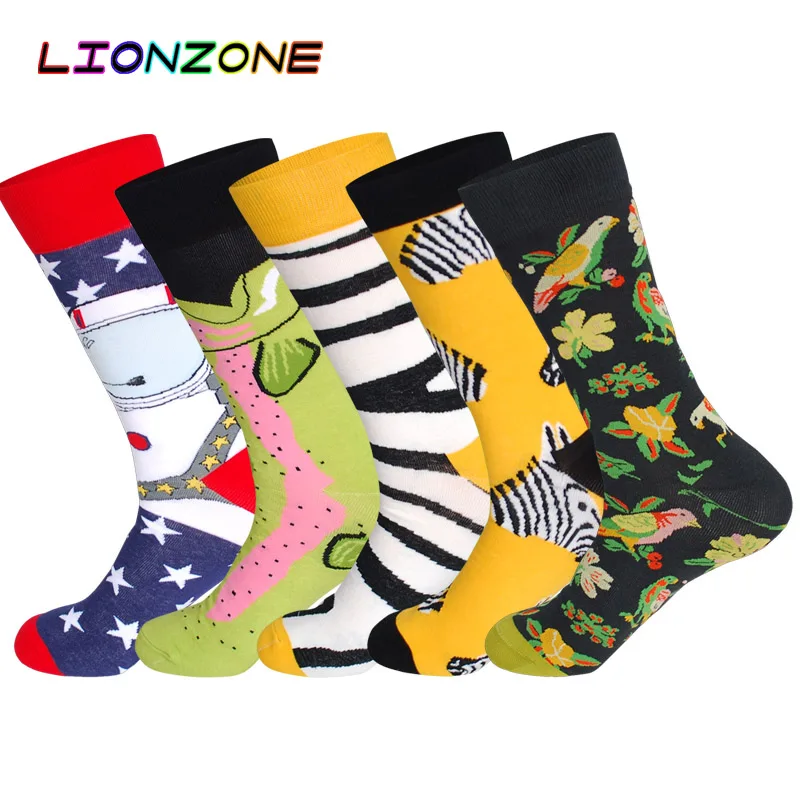 LIONZONE, мужские забавные носки, Покемон, животное, растение, цветочный тотем, высокое качество, чёсаный хлопок, дышащие, брендовые носки, Grappige Sokken