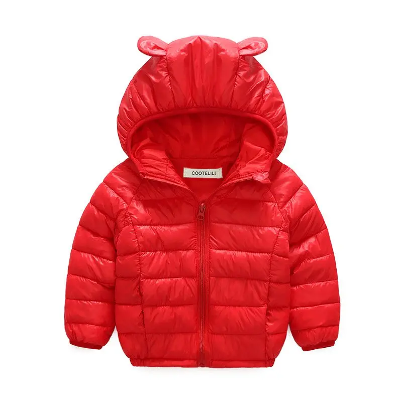 COOTELILI 70-120cm Cute Bear Ear Winter Jackets Girls Baby Coat Outerwear Thicken Hooded Winter Children Boys Girls Clothes  (11)